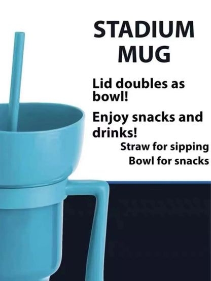 Creative All-in-One Popcorn Snack and Drink Cup with Handle - Water Cup and Straw Cup Combo