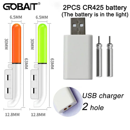 Fishing Electronic Rod Stick Flash Light with CR425 3.6V Lithium Battery – Waterproof LED Luminous Night Fishing Tackle with USB Rechargeable Light Stick Rod Accessory