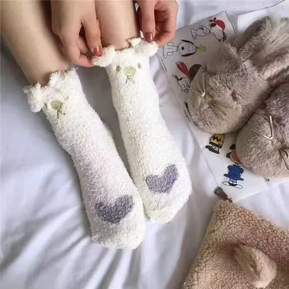 5 Pairs Happy Face Crew Socks – Cartoon Cat Cotton Mid Tube Socks, Breathable Women's Stockings & Hosiery