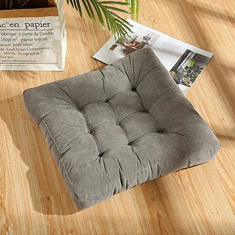 Square Floor Pillow Cushion – Thick Tufted Seat Pad for Meditation, Yoga, Kneeling, and Balcony Seating