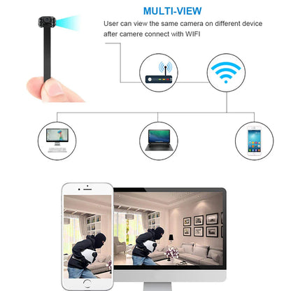 Mini WiFi Security Camera — 4K/1080P HD Wireless Night Vision Camcorder with Voice and Video Surveillance