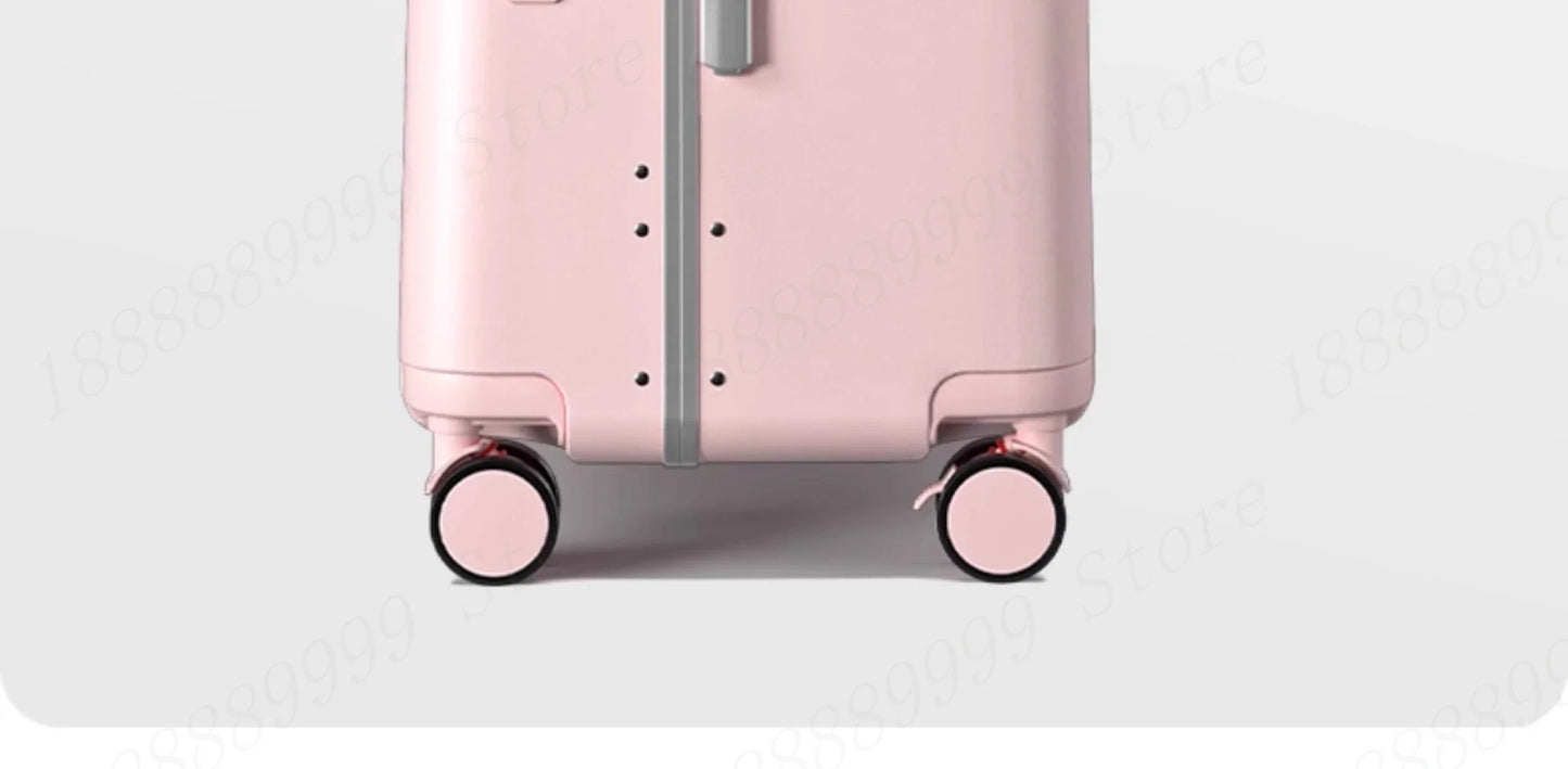 2025 Kids Suitcase with Seat & Charging Port – Baby Boarding Trolley Luggage with Safety Belts & Side Opening, 20/22/24 inch