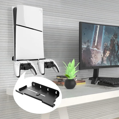 Wall Mount Bracket Display Stand for PS5 Slim - Controller Holder and Wall Hanging Stand for Digital and Disc Editions