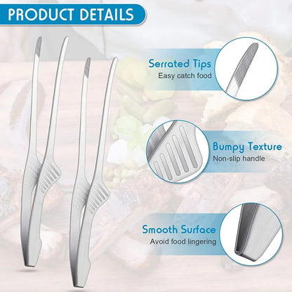 Stainless Steel BBQ Tongs – Non-Slip Cooking & Serving Utensil for Grilling, Salad, Camping & Buffet Use