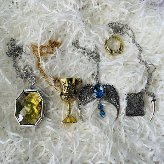 Dark Fantasy Snake & Eagle Pendant Ring Set - 7-Piece Halloween Collectible Gift Set