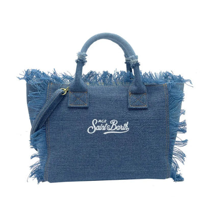 SAINT BARTH Houndstooth Crossbody Bag – Small Cotton Linen Handmade Tote with Tassels for Women