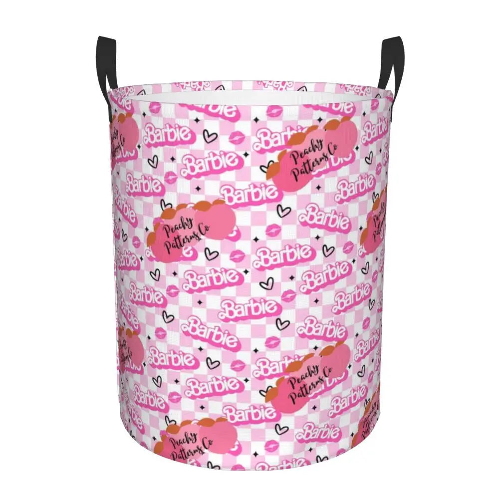 Custom Barbie Logo Laundry Basket – Collapsible Large Capacity Clothes Storage Bin, Disney Baby Hamper