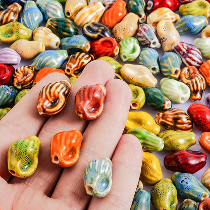 10/20/30PCS Colorful Ceramic Animal Beads – 2mm Hole Clownfish, Turtle, Star & Conch Shell for DIY Jewelry, Bracelets & Crafts