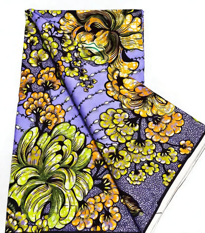 New Grand African Wax Fabric - 6 Yards Cotton Ankara Batik Pagne with Golden Shine Finish for Dresses & Sewing