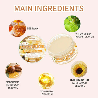 Vanilla Body Glaze Moisturizing Body Butter – Non-Greasy Nourishing Skin Care Oil, Hydrating & Refreshing Body Lotion 2oz/8oz