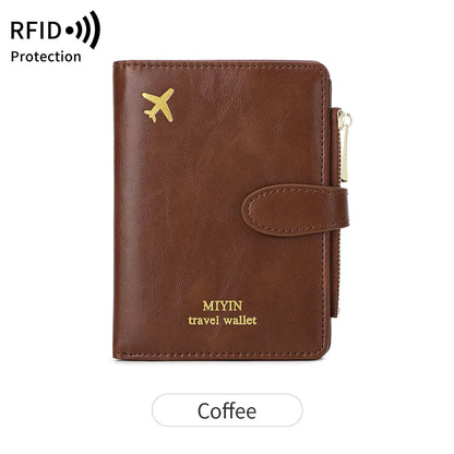 Multi-Functional RFID Anti-Theft Passport Bag – PU Leather Wallet with Multi Card Slots & Large Capacity
