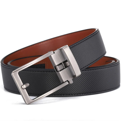 Men’s Luxury Leather Click Belt – Automatic Buckle Designer Waist Strap for Jeans (Blue, 3.5cm)