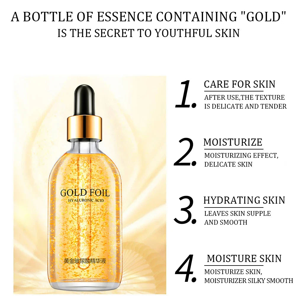 24K Gold Hyaluronic Acid Face Serum – Anti-Aging, Collagen Boosting & Whitening Skin Care Essence – 100ml