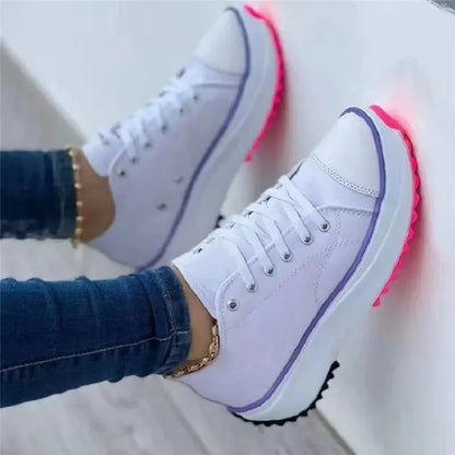Speedy 2024 Classic White Canvas Shoes - Women's Lace-Up Casual Platform Sneakers