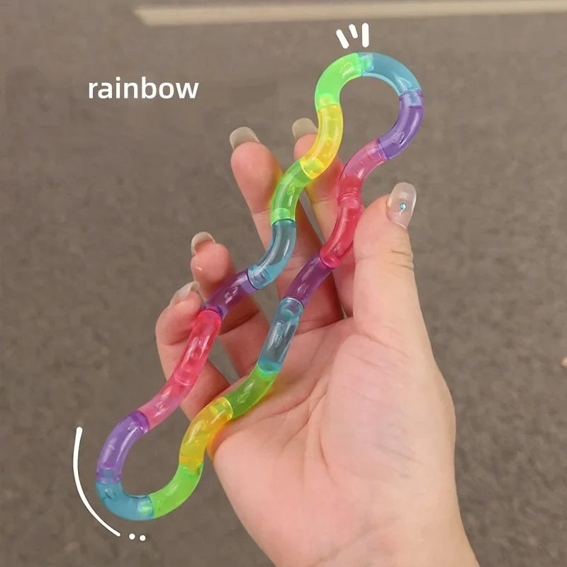 Deformable Rainbow Rope Fidget Toy - Knotting Stress Relief & Sensory Toy