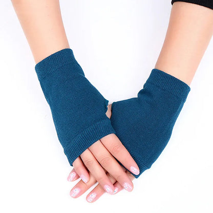 Women’s Stylish Winter Fingerless Gloves — Hand Warmer Arm Crochet Knitting Faux Wool Mittens with Twist Pattern