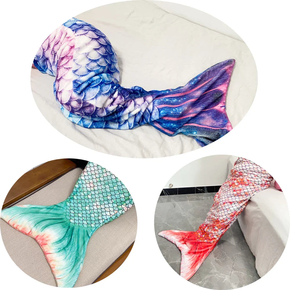 Mermaid Blanket Sleeping Bag — Anti-Kick Flannel Quilt with Soft Fabric, High Color Fastness, Fish Tail Design for Kids’ Birthday Gift