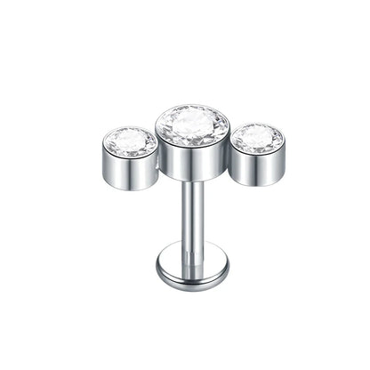 Titanium CZ Tragus & Helix Stud – Internally Threaded Labret Lip Ring Piercing Earring (1PC)