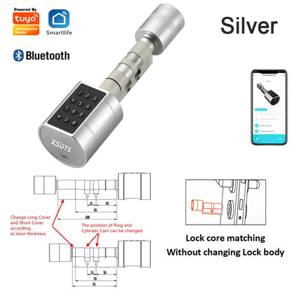 Tuya App Fingerprint Cylinder Smart Door Lock – Electronic Keypad, Key Card & Remote Control for Home & Apartment