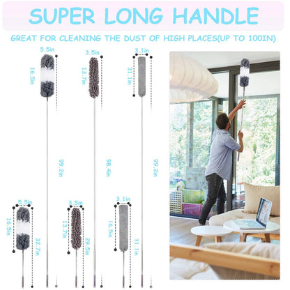 Telescopic Microfiber Duster – 250cm Extendable Washable Brush for Spider Web & Dust Cleaning