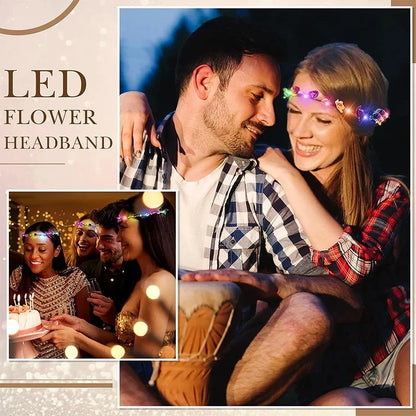 Luminous Flower Wreath Headband - 15/30Pcs 10-LED Garland Crown for Wedding & Christmas