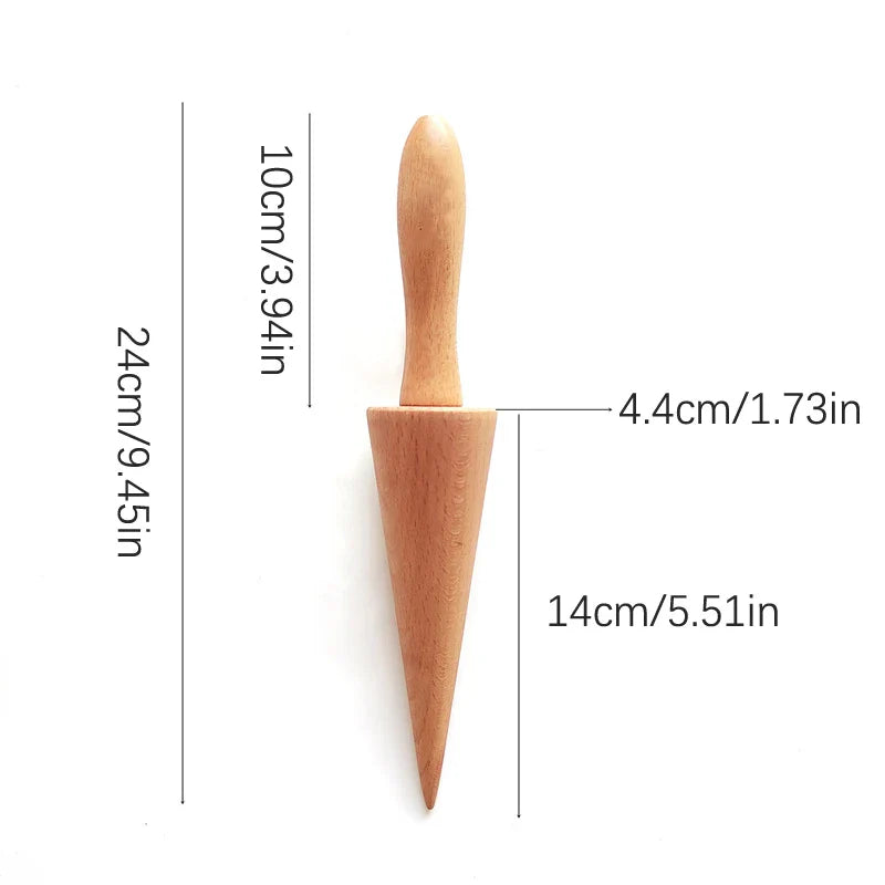 Wooden Egg Roll Ice Cream Cone Mold – Spiral Croissant & Cream Horn Pastry Roller for Omelet, Waffle & Baking Kitchen Tool