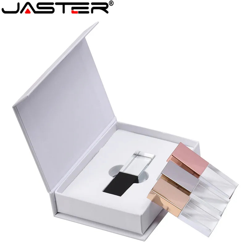 USB 2.0 Crystal Flash Drive - 4GB-128GB High-Speed Memory Stick, Wedding Gift & Photography Pendrive
