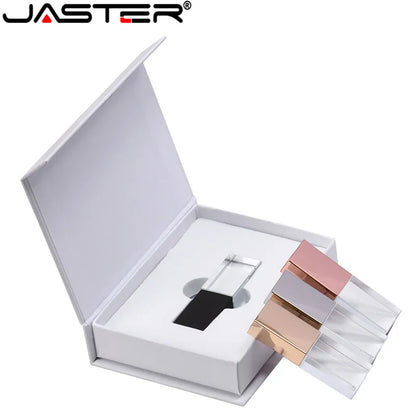 USB 2.0 Crystal Flash Drive - 4GB-128GB High-Speed Memory Stick, Wedding Gift & Photography Pendrive