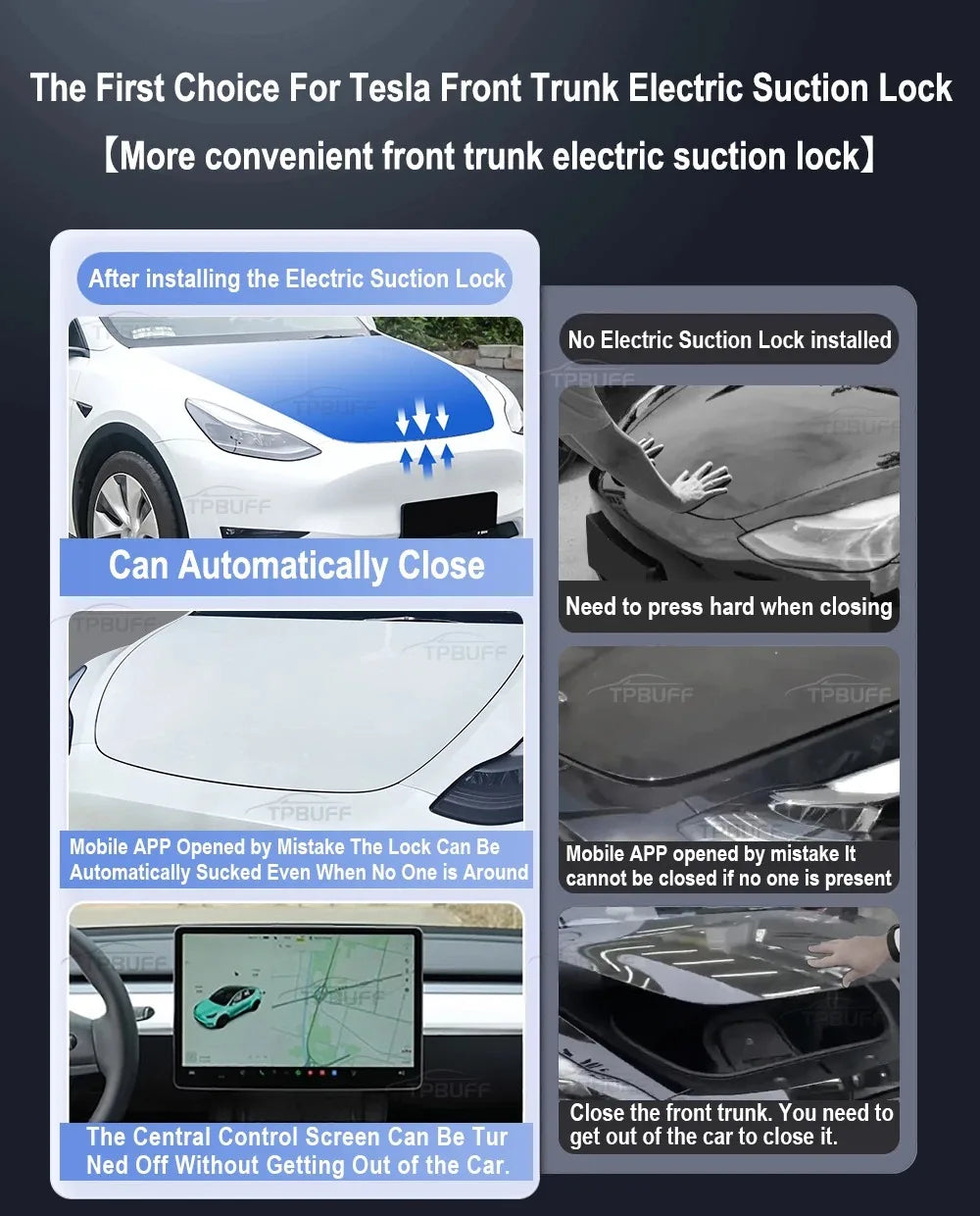 Tesla Model Y Front Trunk Soft Close Lock – Automatic Electric Frunk Closer for 2021-2024