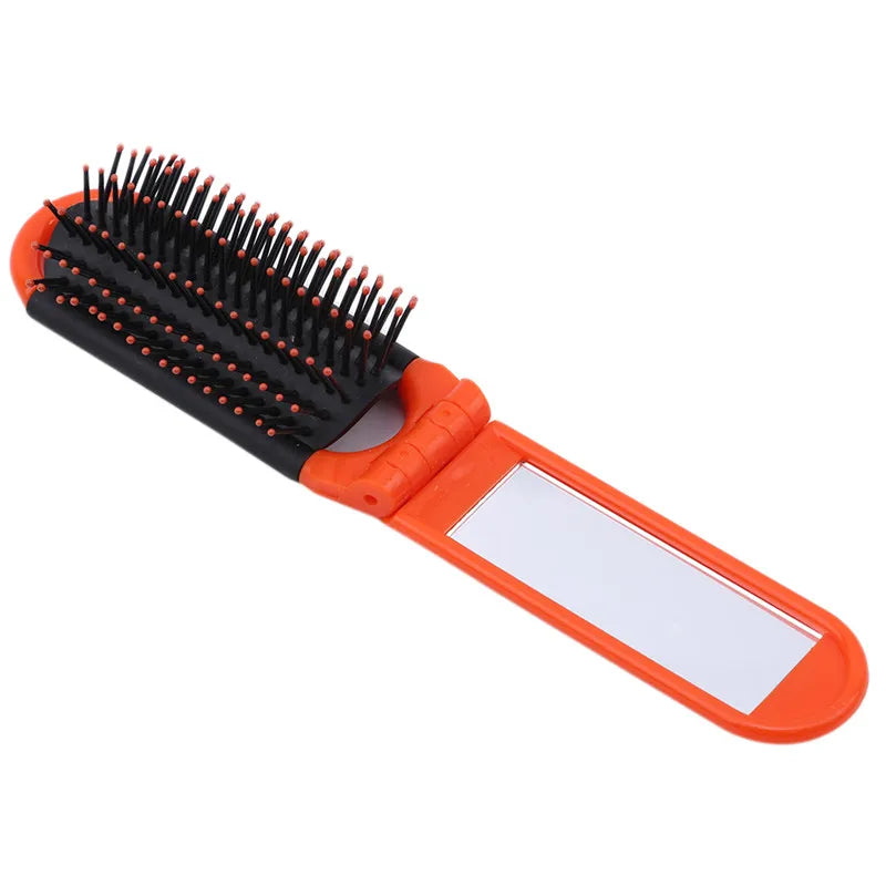 Portable Folding Comb with Makeup Mirror – Compact, Foldable Massaging Comb for Girls & Travel Bags