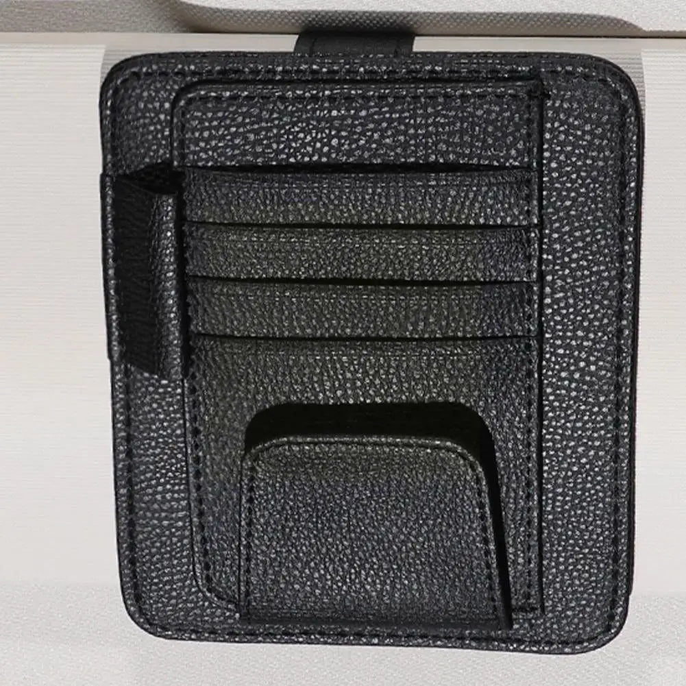 Multi-Pocket Car Sun Visor Organizer - Business Card and Sunglasses Holder for Auto Interior Storage Management