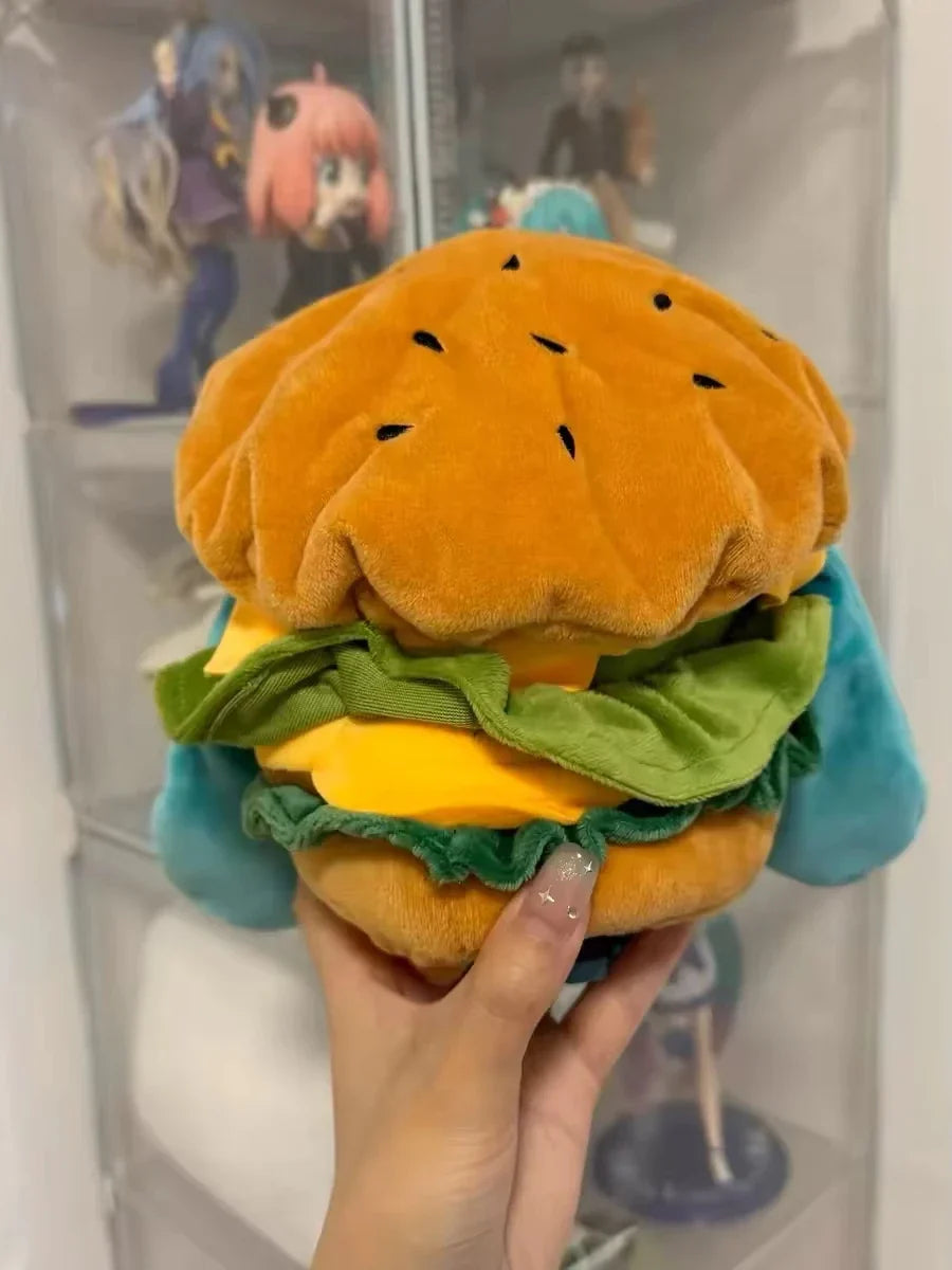 Cute Hatsune Miku Plush Doll with Hamburger Outfit – Changeable Clothes Anime Figure Stuffed Toy Collectible Gift