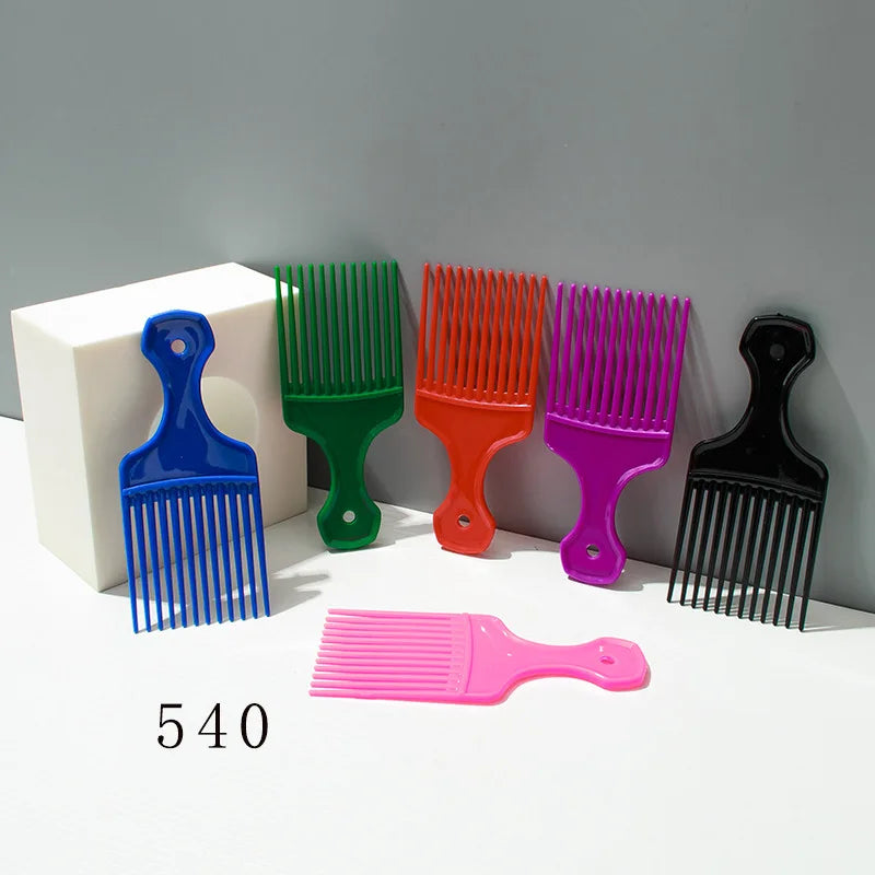Wide Teeth Hair Pick Comb – Plastic Fork Brush for Curly Afro Hair, Styling Tool for Detangling & Volume