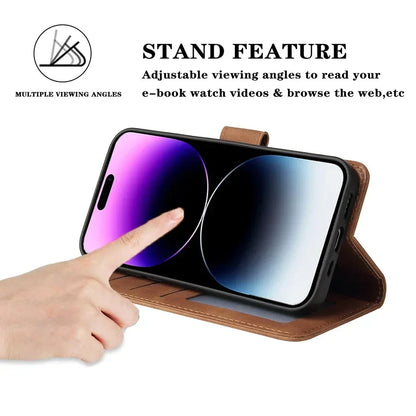 ZZXX Leather Wallet Case for iPhone 16e–6s Plus – Flip Cover with Card Holder & Protective Stand Design