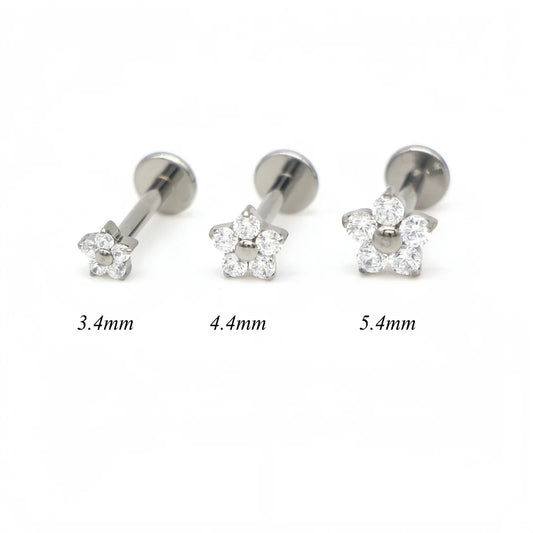 12Pcs Mini Flower Ear Studs G23 Titanium F136 16G Labret Bar Piercing Jewelry – Tragus, Helix, Daith & Lip Body Jewelry Set (3.4–5.4mm)