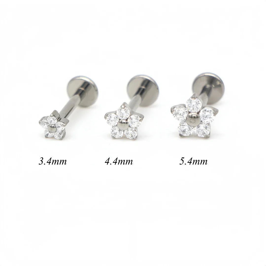 12Pcs Mini Flower Ear Studs G23 Titanium F136 16G Labret Bar Piercing Jewelry – Tragus, Helix, Daith & Lip Body Jewelry Set (3.4–5.4mm)