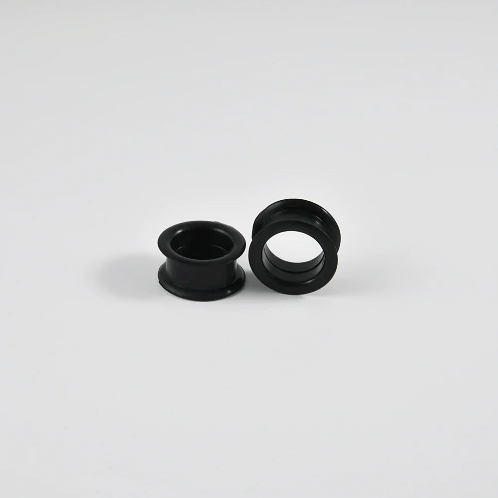 Pair of Supersize Black Silicone Double Flared Ear Tunnel Plugs — Flesh Gauge Expander Stretchers for Piercing