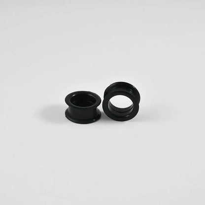 Pair of Supersize Black Silicone Double Flared Ear Tunnel Plugs — Flesh Gauge Expander Stretchers for Piercing