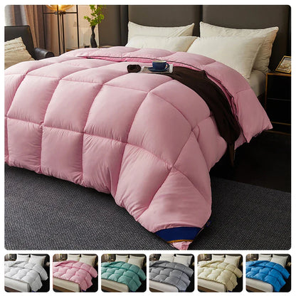 Winter Warm Thick Duvet – 100% Cotton Cover, Fiber Down Filling, 150x200cm White Quilt for Cozy Sleep