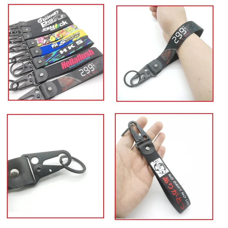 Motor Racing Webbing Wrist Lanyard Keychain – Paracord Rope Hand Strap for Motorcycle, Car Keys, Camping & Outdoor Use