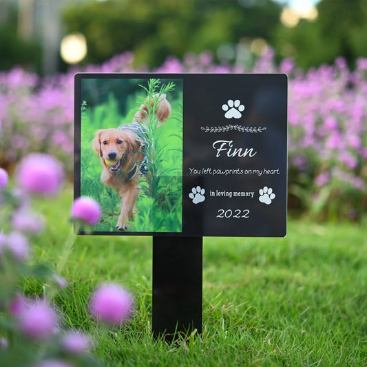 Personalized Pet Memorial Stake – Acrylic Grave Marker for Dog & Cat with Photo & Text