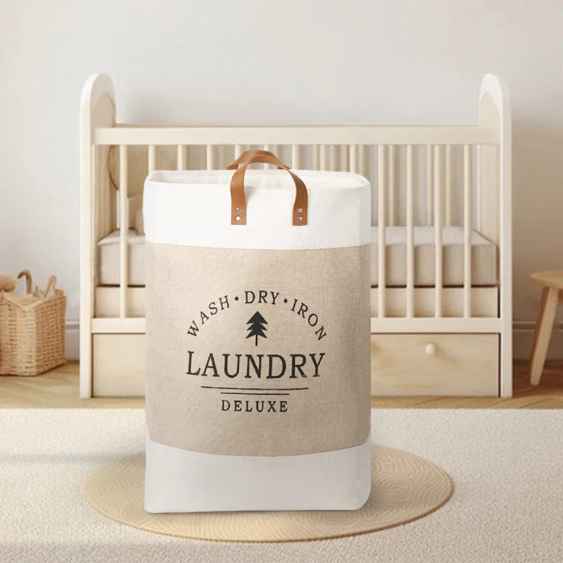 Large Capacity Fabric Laundry Basket — Foldable Dirty Clothes Storage Bin, Portable Household Storage Box