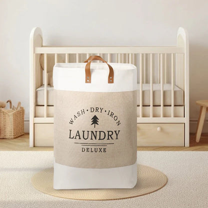 Large Capacity Fabric Laundry Basket — Foldable Dirty Clothes Storage Bin, Portable Household Storage Box