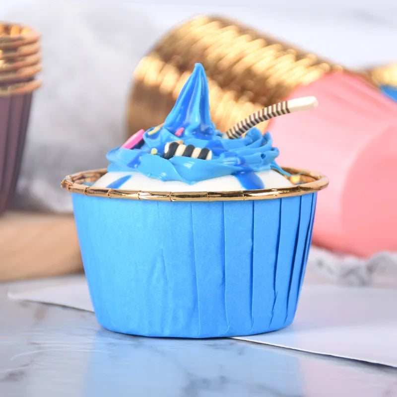 50pcs Newspaper Style Cupcake Liners: Middle Size Baking Cups for Wedding Party, Tulip Muffins, Oilproof Cake Wrappers