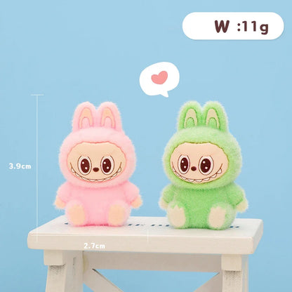 1/9PCS Labubu Cartoon Mini Flocking Doll Pendant – Cute DIY Kawaii Toy Gift Accessories