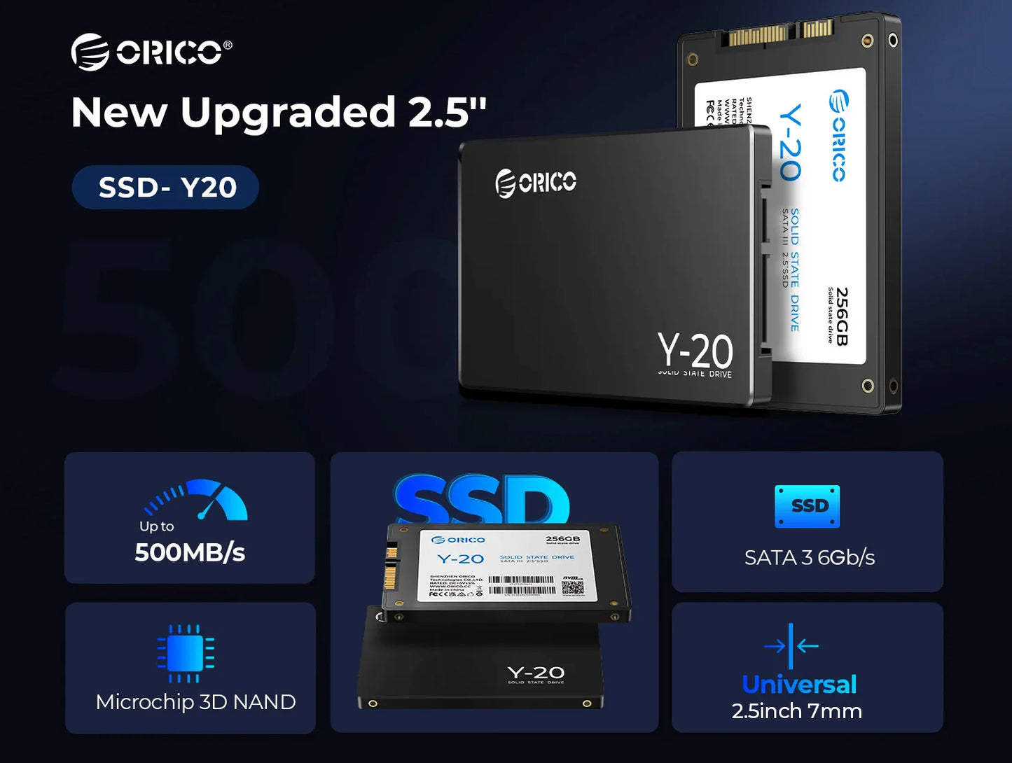 ORICO SATA III SSD 2.5” — 512GB-4TB 3D NAND Internal Solid State Drive Up to 550MB/s for PC & Laptop Upgrade