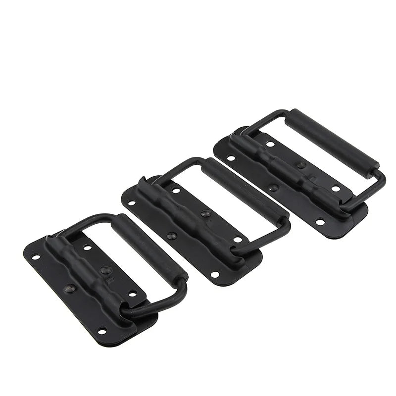 Iron Spring Handle | Black Folding Handle for Luggage, Tool Boxes, Industrial Equipment, and Cabinets