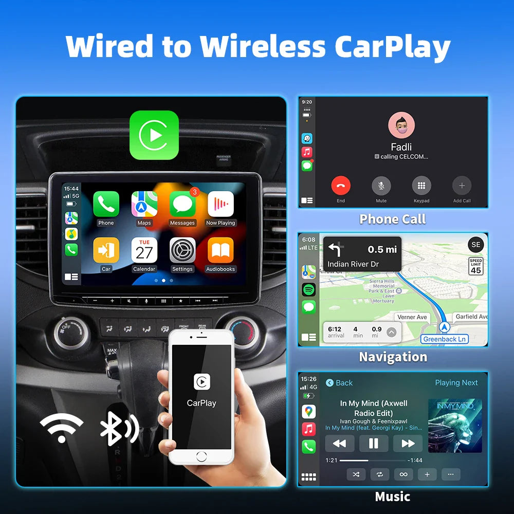 EKIY 2-in-1 Wireless CarPlay & Android Auto Adapter — AI Smart Box for Cars with Wired CarPlay Support