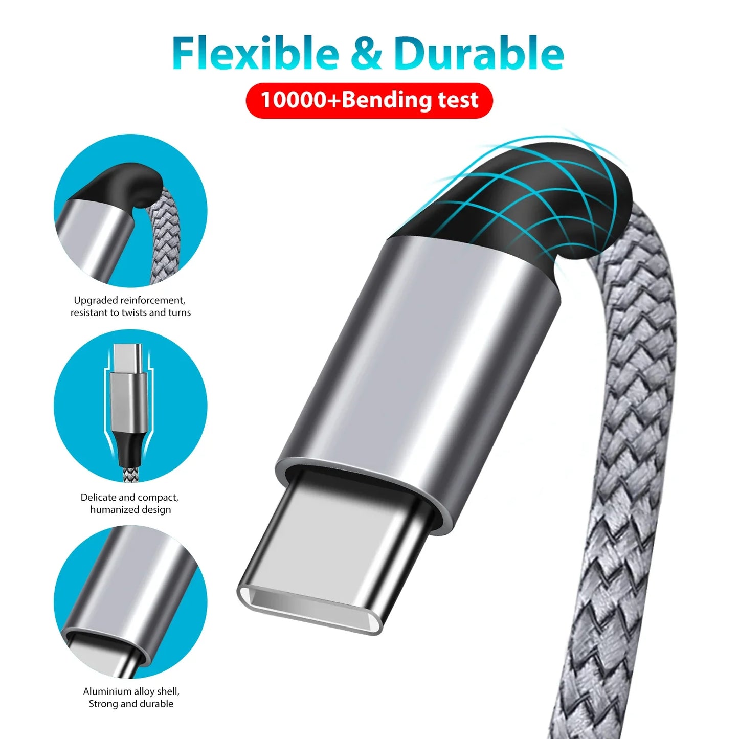 Type-C to Type-C PD 60W Fast Charging & Data Cable — 3M/5M/8M/10M Extension for iPhone 15 Pro Max, Huawei, Xiaomi, Samsung