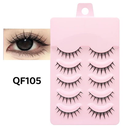 DINGSEN 5 Pairs Manga Style False Eyelashes — Soft, Natural, Long Anime Wispy Strip Lashes for Makeup